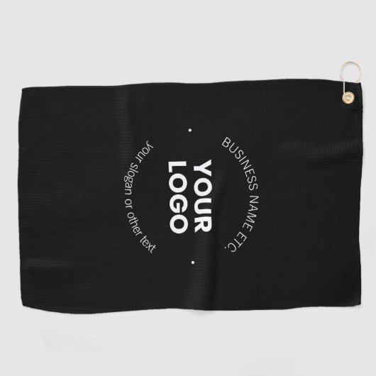 ビジネスロゴおよび編集可能文字 |黒と白 ゴルフタオル (横)