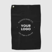 ビジネスロゴおよび編集可能文字 |黒と白 ゴルフタオル (正面)