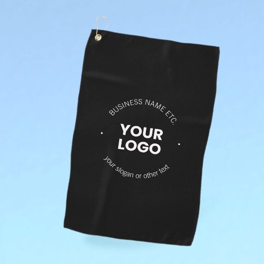 ビジネスロゴおよび編集可能文字 |黒と白 ゴルフタオル