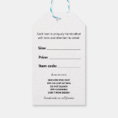 ビジネスロゴおよびQrコード衣料価格ラベル ギフトタグ (裏面)