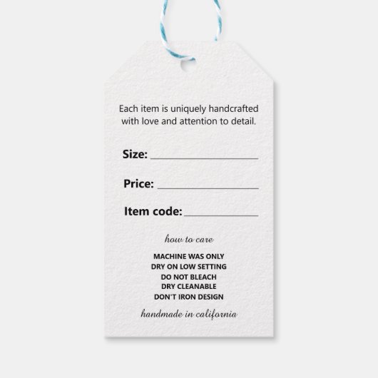 ビジネスロゴおよびQrコード衣料価格ラベル ギフトタグ (裏面)