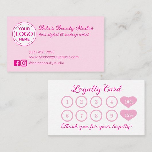 ビジネスロゴすべてのピンクロイヤリティカード 名刺 (正面/裏面)