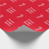 ビジネスロゴとクリスマスレッドホワイトキャンディケーン ラッピングペーパー (角)