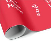 ビジネスロゴとクリスマスレッドホワイトキャンディケーン ラッピングペーパー (ロールコーナー)