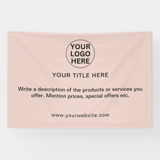 ビジネスロゴとプロモーションの追加文字赤面ピンク 横断幕 (横)
