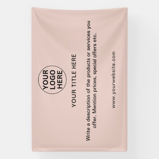 ビジネスロゴとプロモーションの追加文字赤面ピンク 横断幕 (縦)