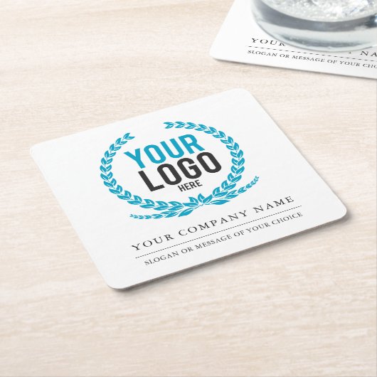 ビジネスロゴとメッセージ |スローガン スクエアペーパーコースター (アングル)