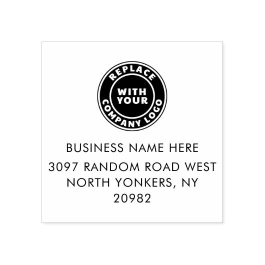 ビジネスロゴと会社の差出人住所 ラバースタンプ (インプリント)