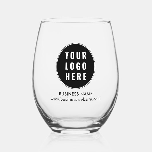 ビジネスロゴと会社のWebサイトのカスタム ステムなしワイングラス (正面)