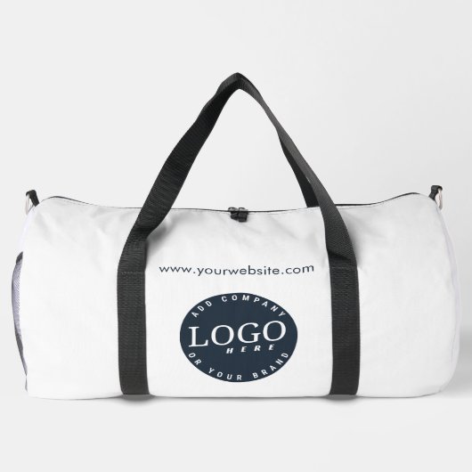 ビジネスロゴと会社のWebサイトの従業員の追加 ダッフルバッグ (裏面)