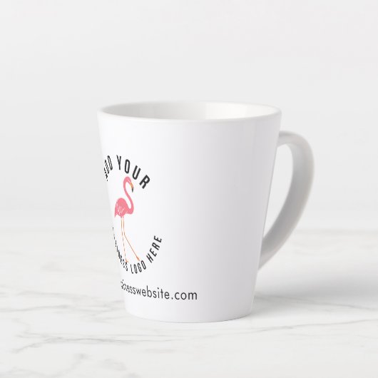 ビジネスロゴと会社のWebサイトアドレスの追加 カフェラテマグ (右アングル)