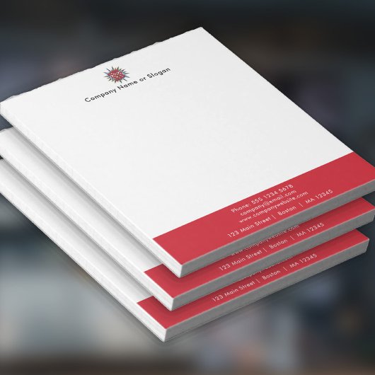 ビジネスロゴと住所のアップロード ノートパッド