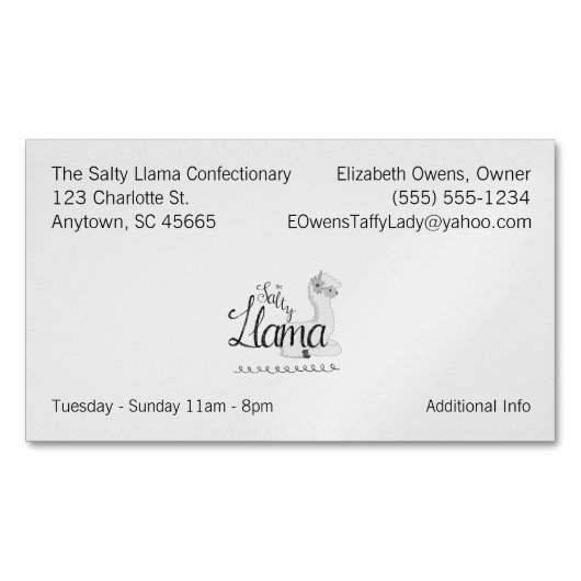 ビジネスロゴと情報8ライン磁気 マグネット名刺 (正面)