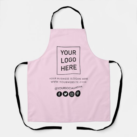 ビジネスロゴと文字会社ブランドのピンク エプロン (正面)