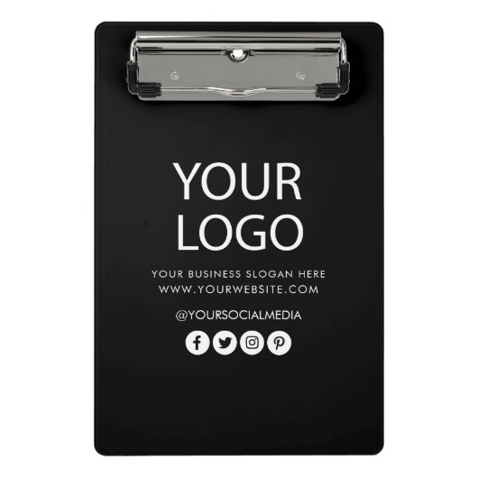 ビジネスロゴと文字会社ブランドブラック ミニクリップボード (正面)