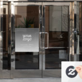 ビジネスロゴと文字 |濃いグレーグラデーション ウィンドウサイン (オフィスドア)