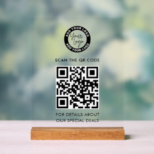 ビジネスロゴとQRコードのカスタム アクリルサイン