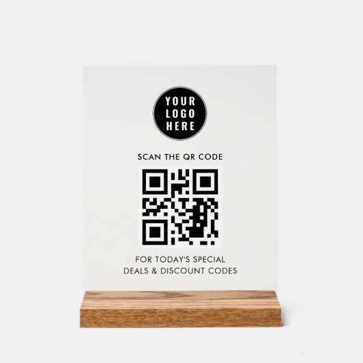 ビジネスロゴとQRコードの追加シンプル方法 アクリルサイン (正面)