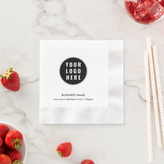 ビジネスロゴとWebサイトプロモーションの追加 縁ありカクテルナプキン (インサイチュ)