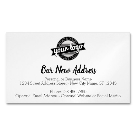 ビジネスロゴによる新しいアドレスの変更 マグネット名刺 (正面)