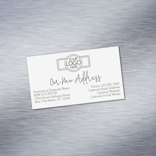 ビジネスロゴによる新しいアドレスの変更 マグネット名刺 (インサイチュ)