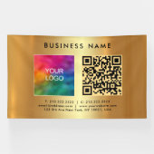 ビジネスロゴのアップカスタムロードQRコード金ゴールド屋外 横断幕 (横)