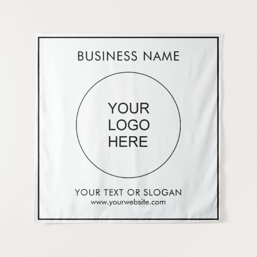 ビジネスロゴのアップロードイベントセミナーパーティースクエア タペストリー (正面)