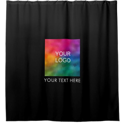 ビジネスロゴのアップロード文字名のスローガンの追加 シャワーカーテン (正面)
