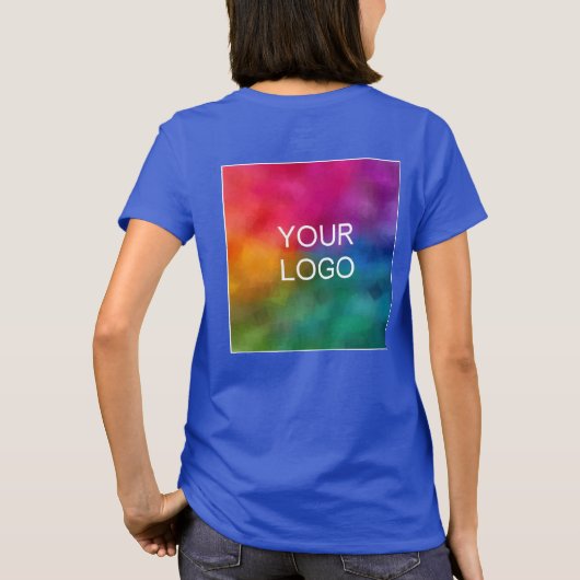 ビジネスロゴのアップロード深い王室の青エレガント Tシャツ (裏面)