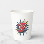 ビジネスロゴのアップロード、フロム&バック、ホワイト 紙コップ (裏面)