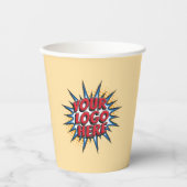 ビジネスロゴのアップロード、前後、ベージュ 紙コップ (正面)