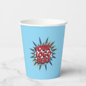 ビジネスロゴのアップロード、前後、ライトブルー 紙コップ (裏面)