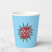 ビジネスロゴのアップロード、前後、ライトブルー 紙コップ (正面)