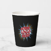 ビジネスロゴのアップロード、前後、黒 紙コップ (裏面)