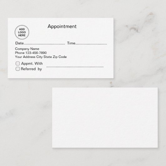 ビジネスロゴのアポイントメントおよび紹介カード 予約カード (正面/裏面)