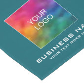 ビジネスロゴのカラー無地の濃いティール(緑がかった色)のアップロード ショートテーブルランナー (コーナー)