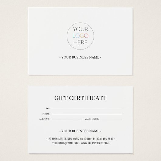 ビジネスロゴのギフトカスタム証明書の追加 (正面&裏面)