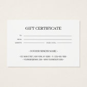 ビジネスロゴのギフトカスタム証明書の追加 (裏面)