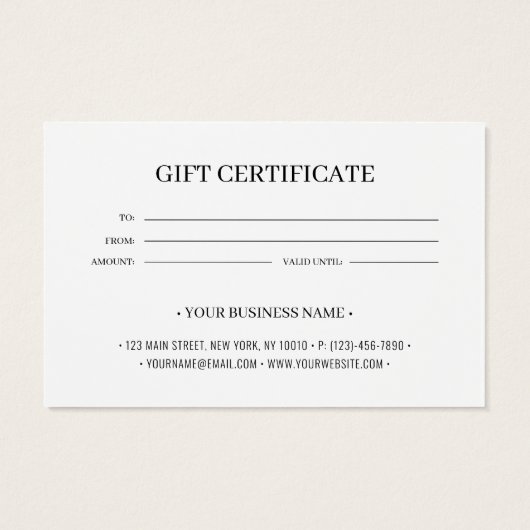 ビジネスロゴのギフトカスタム証明書の追加 (裏面)