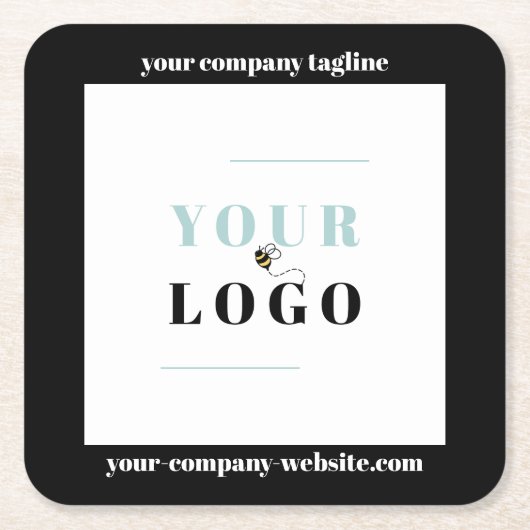 ビジネスロゴのタグラインとWebサカスタムイトの縁ど スクエアペーパーコースター (正面)