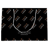 ビジネスロゴのパターンとオプションのカスタム文字 ラージペーパーバッグ (正面)