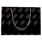 ビジネスロゴのパターンとオプションのカスタム文字 ラージペーパーバッグ (裏面)