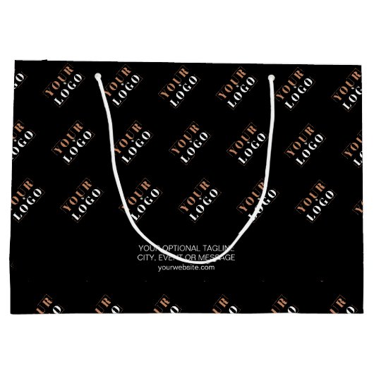 ビジネスロゴのパターンとオプションのカスタム文字 ラージペーパーバッグ (裏面)