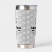 ビジネスロゴのパターンとブラック文字 保温保冷タンブラー (左面)