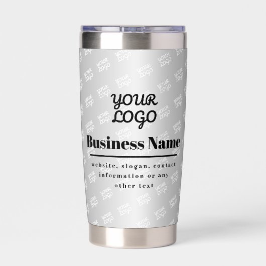 ビジネスロゴのパターンとブラック文字 保温保冷タンブラー (背面)