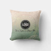 ビジネスロゴのパーソナライズ |グリーンエレガントヨガ クッション (正面)