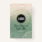 ビジネスロゴのパーソナライズ |グリーンエレガントヨガ バッジ (裏面)