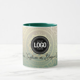 ビジネスロゴのパーソナライズ  グリーンエレガントヨガ マグカップ
