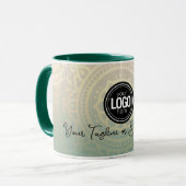 ビジネスロゴのパーソナライズ |グリーンエレガントヨガ マグカップ (正面左)