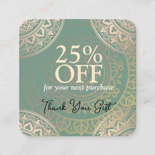 ビジネスロゴのパーソナライズ |グリーンエレガントヨガ 割引カード (正面)